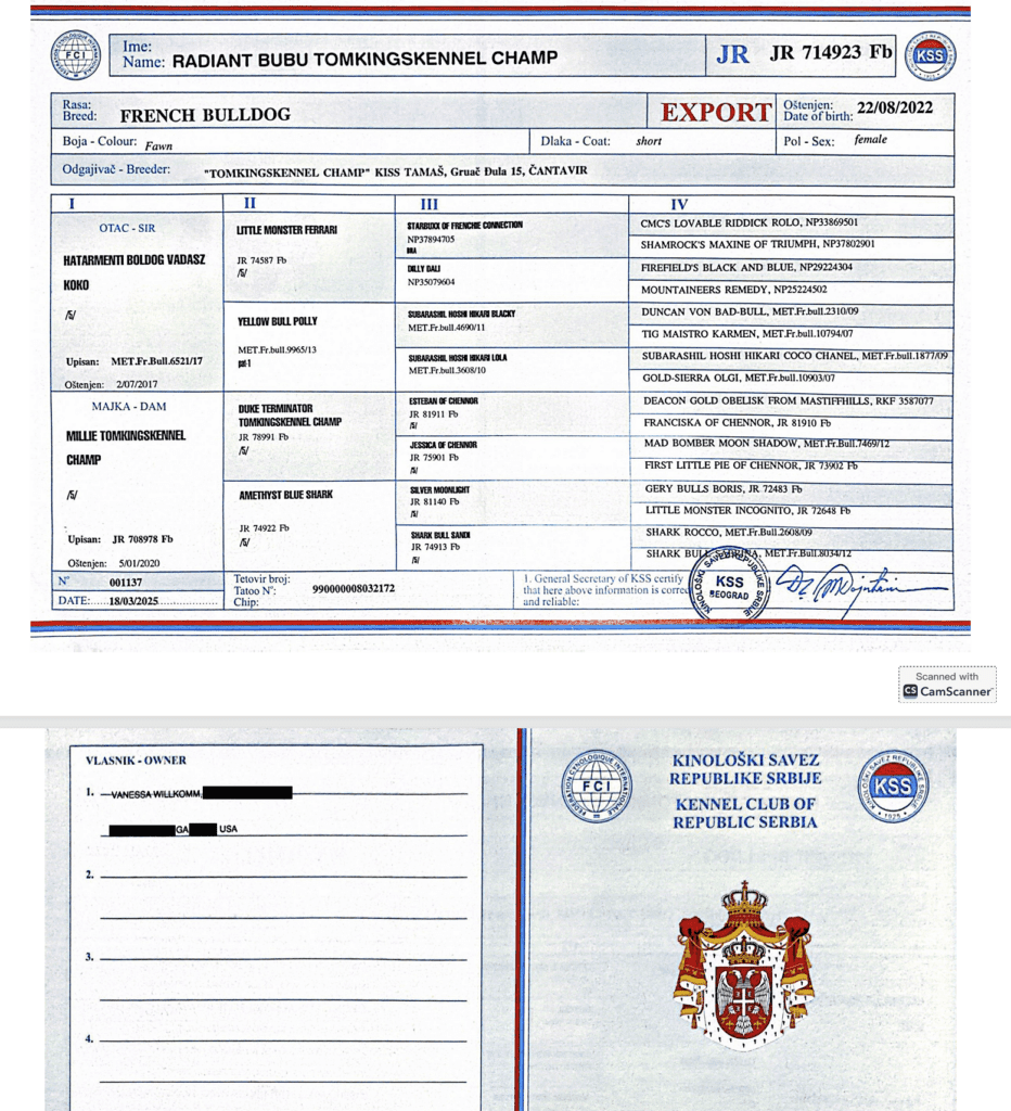 FCI Export official document